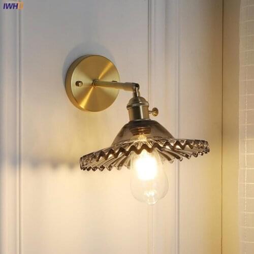 IWHD Nordic Style Glass LED Wall Sconce Switch Bedroom Bathroom Mirror Stair Light Modern Copper Wall Lamp Wandlamp Lighting
