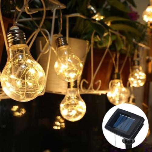 Solar Light LED String Lights 7M 20LED Fairy Light Bulb Outdoor Garland Courtyard Garden Decoration Christmas Holiday Lighting