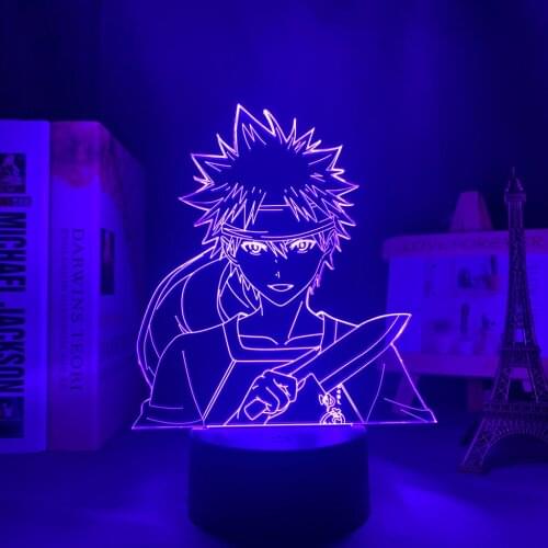 Food Wars Shokugeki No Soma Yukihira Led Night Light for Bedroom Decor Birthday Gift Nightlight Anime Desk 3d Lamp Soma Yukihira
