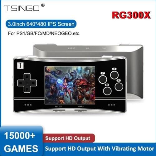 TSINGO RG300X Retro Handheld Game Console Built In 15000 Game For PS1/MD/FC/GB Portable Game Player HD Output 3.0” IPS Screen