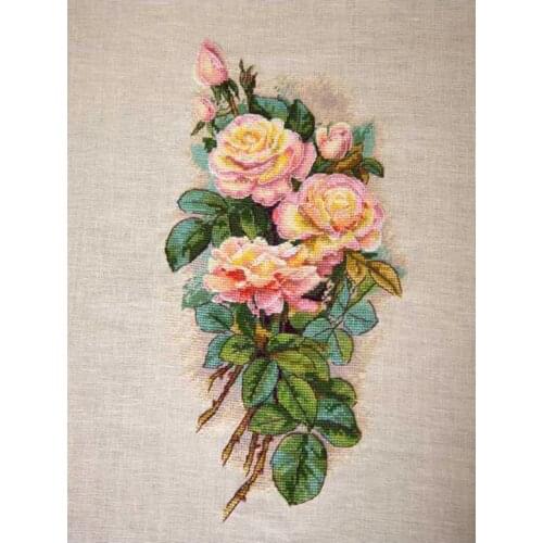 Top Quality Beautiful Lovely Counted Cross Stitch Kit Vintage Roses Retro Nostalgic Pink Rose
