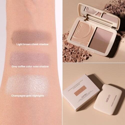 WODWOD 3 Color Trimmer Matte Pearlescent Dimensional Brighten Nose Shadow Highlighter Blush Repair Palette Face Makeup TSLM2