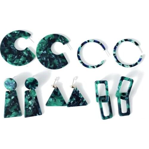 Green Styles Geometric Resin Lightweight Simple Design Sweet Earring