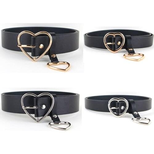 Women Ladies Gold Silver Heart Buckle Belt Leather Jeans Dress Corset Waist Band BLTLL0301
