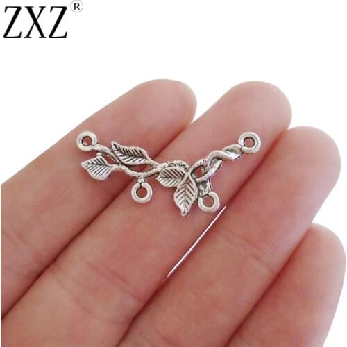 ZXZ 30pcs Tree Leaf Branch Chandelier Connector Charms for Necklace Jewelry Making Findings