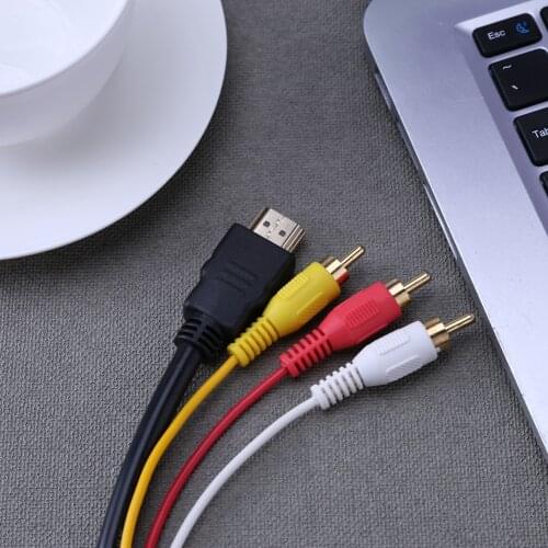 1.5M HD HDMI To 3RCA AV Cable 7mm Gold-Plated Audio Cable Component Converter Adapter for TV Set-Box Computer Projectors