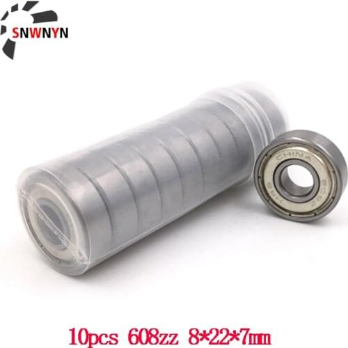 10pcs 608ZZ Deep Groove Ball Bearing 8*22*7 Double Shielded Miniature High-Carbon Steel Single Row ABEC-7 608zz 3D Printer Parts