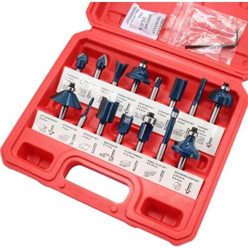 12 Pieces Router Bits Set 1/4 Inch Shank Woodworking Milling Cutter Tool Kit in Joinery Router Bits