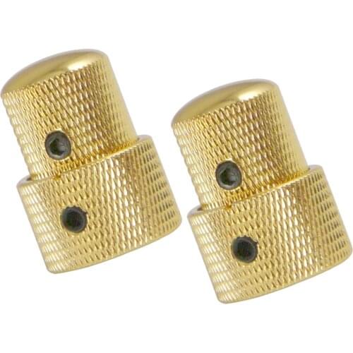2PCS/set Metal Electric Guitar Bass Volume Tone Knob Amplifier Knobs Potentiometer Caps with Hole, Gold