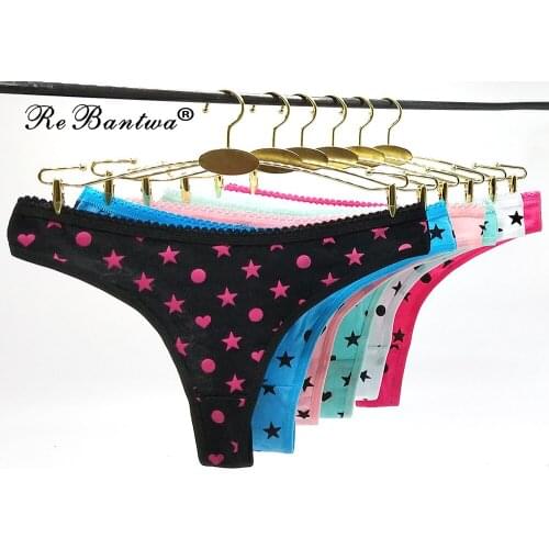 2019 Sexy lady Thongs Star Printed G-string Cutton g strings Femme Underwear Soft New Lingerie Briefs Panties Female Tangas