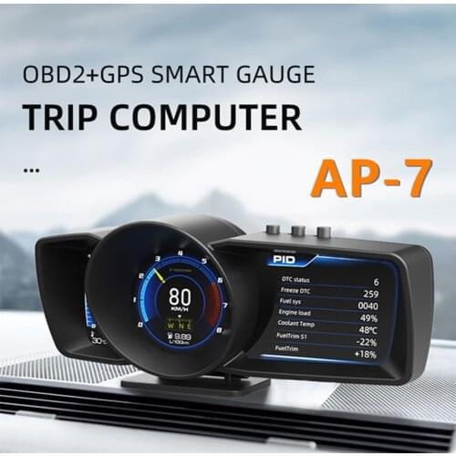 2021 Car OBD GPS Dual Smart Gauge with Adjustable Bracket Alarm Ambient Light Clear Fault Code Speedometer OBD2 Meter