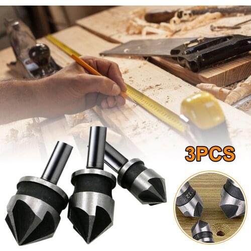 3pcs Hexagonal Shank Carbon Steel Hex Countersink Set for Wood Metal Quick Change Drill Bit Tools