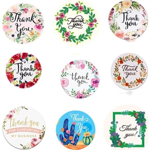500pcs/roll Homemade Happy Birthday Round Seal Sticker Kraft Paper Adhesive Seal Stickers Cake Styles Series Thank you Sticker