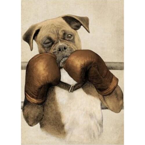 5D DIY Full Embroidery Round/Square Animal Cool Boxing Dog Inlaid Mosaic Picture Art Rhinestone Diamond Painting Gift FH669