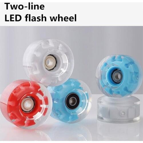4 Pieces 58mm*32mm 85A Roller Skates LED Flash Wheel for Roller Skate Shoes, Colorful Light When Rotating, Magnet Cores as gift