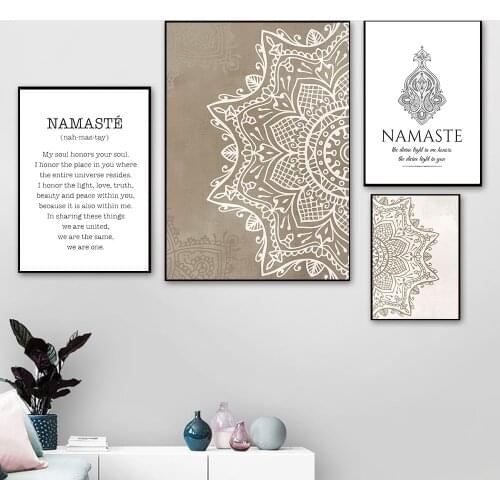 Mandala Abstract Canvas Poster Yoga Wall Art Namaste Quote Print Painting Decorative Picture Modern Living Room Decor No Frame