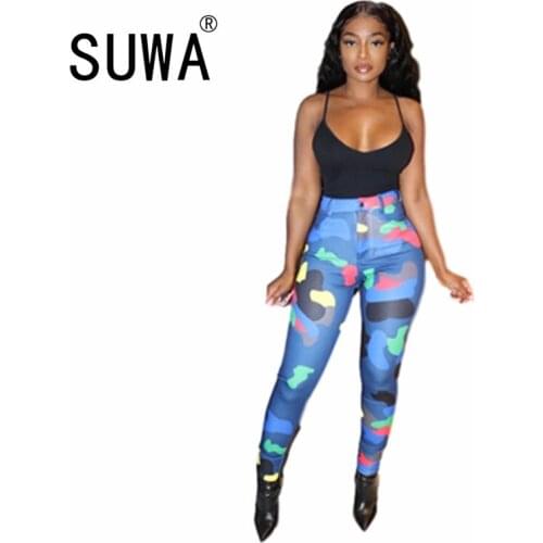 Colorful Printed Trousers Women High Waist Pants Spring Autumn Clothing 2020 New Product Evening Party Dance Leggings