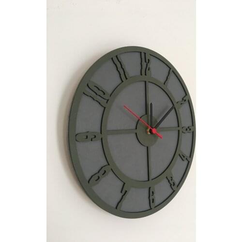 North Is Designed Black Green Circle Decorative Wall Clock 30 Cm