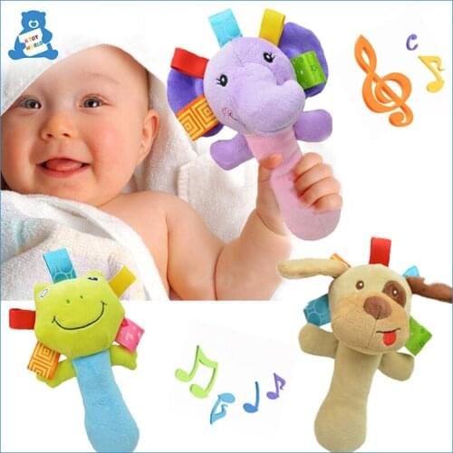 Infant Baby Toys 0-12 Months Cartoon Animal Hand Bell Baby Plush Rattle Mobile Bell Toy Newborn Toddler Early Educational Toys