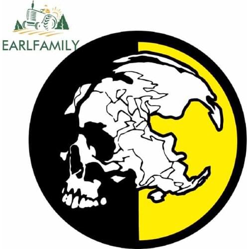 EARLFAMILY 13cm x 13cm for Black Yellow Skull Graffiti Sticker DIY Anime Decals Car Accessories Pull Flower for Vehicle Bumper
