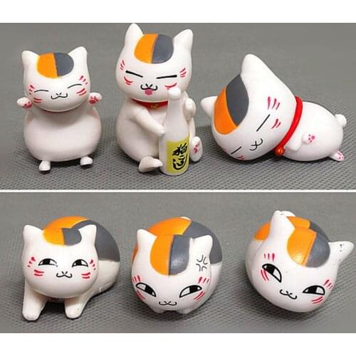 6pcs/set Anime Natsume Yuujinchou PVC Action Figures Natsume Yuujinchou Mini Nyanko Sensei Model Toys Cartoon Figures