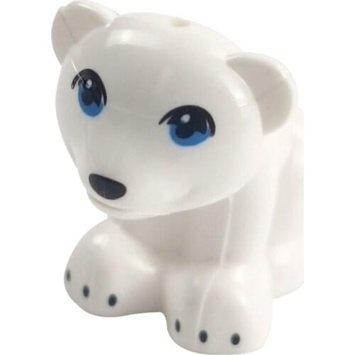 1pc Animal Figures White Bear Kids Toys For Children Educational City Zoo DIY Figure Creator Compatible Animals Building Blocks