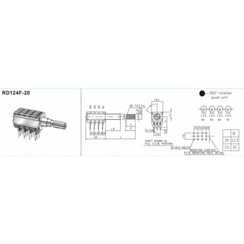Innovative PCWORK 4.1 soundworks FPS1000 speaker original ALPHA potentiometer A10K*4 A10Kx4 A10k handle 20mm switch
