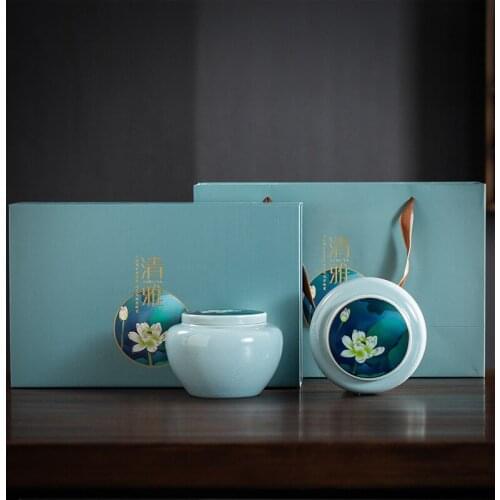 Chinese Ceramic Tea Container Coffee Suger Tea Storage Jar Tea Organizer Tea Caddies Kitchen Storage Cajas De Te Tea Accessories