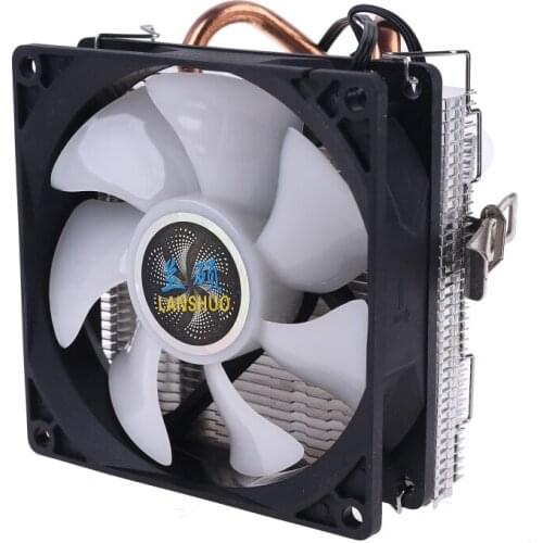 CPU Cooler 2 Copper Heat Pipes 3Pin CPU Cooling Fan with 5 Colors Light for LGA 1151/1155/1156/AM2+/AM3+/AM4 S23 20 Dropship