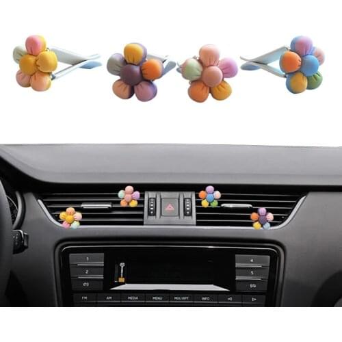 Frosted five petals flower car air outlet decoration clip, car color sunflower interior exquisite articles without perfume