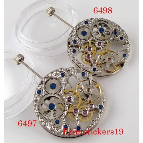 Full Skeleton 17 Jewels Mechanical 6497 6498 Hand Winding Movement Stainless Steel Manual Wristwatch Replacement