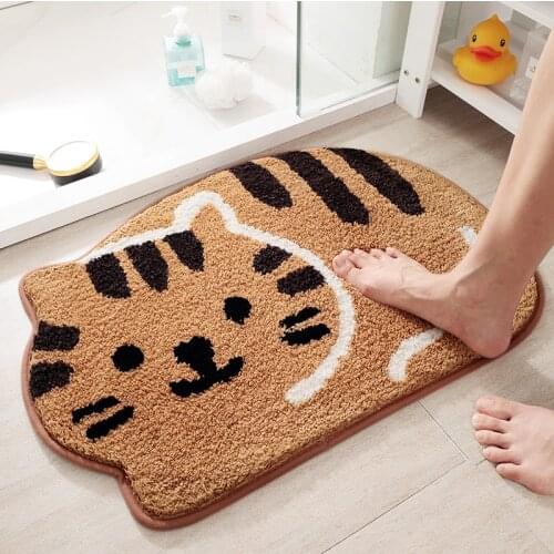 Cartoon Animal Entrance Door Mat Floor Mats for Home Bath Living Room Stair Cute Cat Mat Non-Slip Hallway Mat Rugs for Pet Gamer