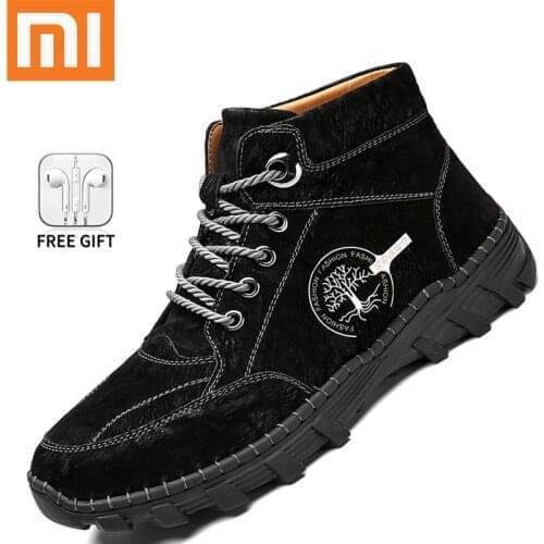Xiaomi Men Casual Boots Lace up Designer Sneakers Men Leather Handmade Mens Ankle Boots Outdoor Western Boots Botas Hombre