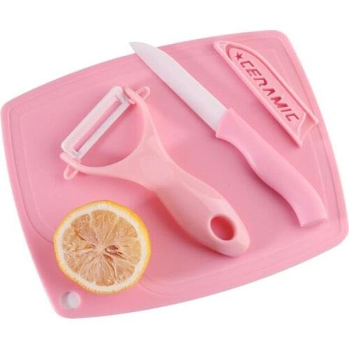 3 pcs of PP+Ceramic tool set knives Baby food Ceramic knife+gourd grater,PP cutting board Ceramic knife fruit knife set