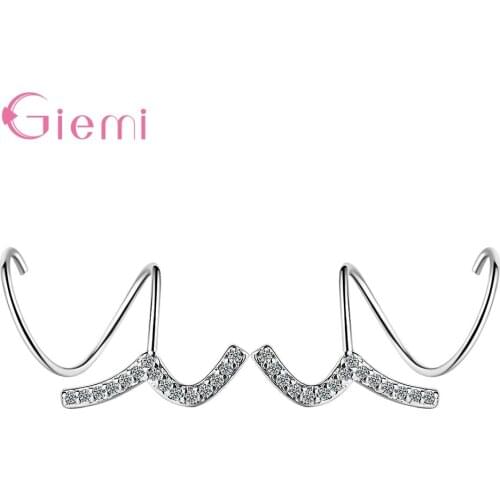 Newest Fashion S925 Sterling Silver None Hole Shiny Crystal Clip Earrings For Women Girls Party Lovers Wholesale Jewelry