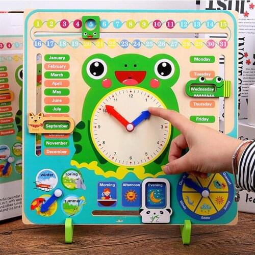 New vertical weather calendar clock wooden Montessori toy baby time cognitive preschool teaching aid Educational Toys