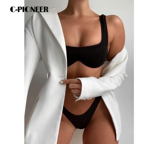 The New One-piece Underwire Bikini 2021 European and Swimwear New Hot Gathering American Womens Swimsuit C5P5
