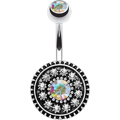 New fashion Bohemia Vintage Style Flower Sexy Body Piercings Dangle Navel Belly Button Rings small Crystal Piercing Navel Nail