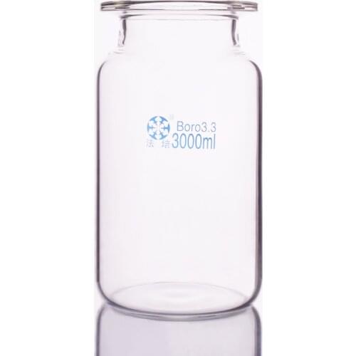 Single-layer cylindrical flat bottom open reactor bottle,Capacity 3000ml,150mm flange outer diameter,Reagent bottle