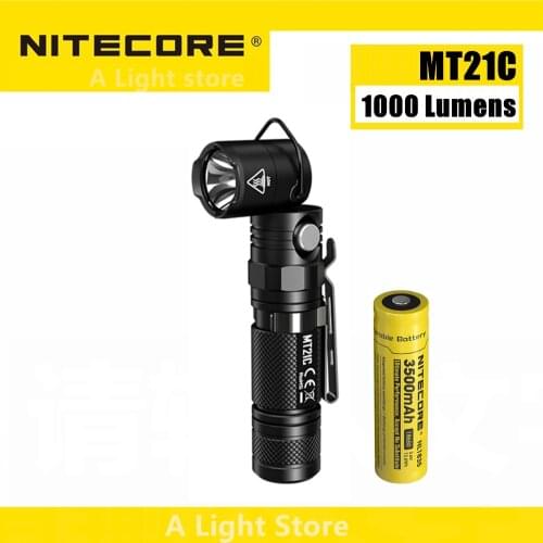 Original NITECORE MT21C 1000LM MultiFunctional 90Degree Adjustable Flashlight Portable Diecast Torch support 18650 Battery
