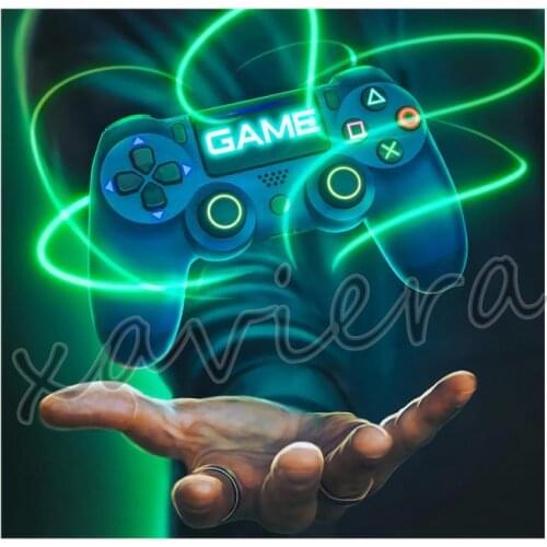 Xaviera Full Drill Square Dimond Paiting Gamepad Rhinestone Embroidery Rhinestone Crystal Cross Stitch Mosaic Artwork Boy Gift