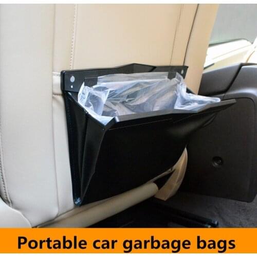 Portable Car Back Seat Garbage Bag PU Leather Rubbish Organizer Wastebasket Trash Can Litter Container Car Auto Garbage Bin Bags
