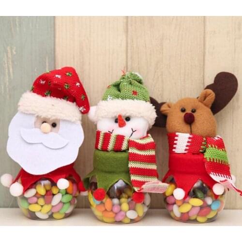 Christmas Gift Children Candy Jar Storage Bottle Santa Claus Snowman Xmas Party Decorations
