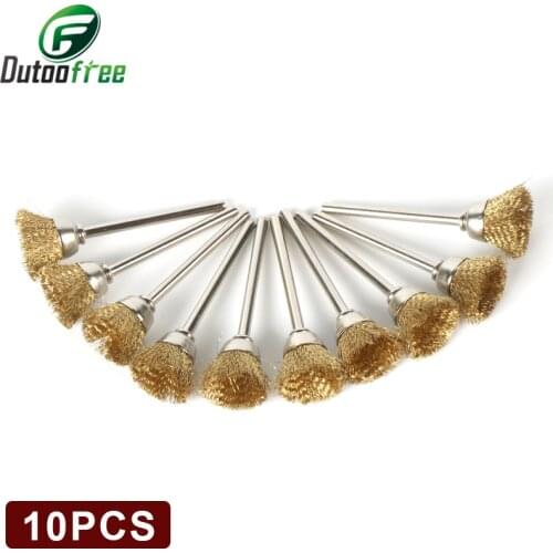Tungfull Brass Brush Wire Wheel Brushes Die Grinder Rotary Electric Tool for Engraver Dremel Rotary Tools Pen-shape Head