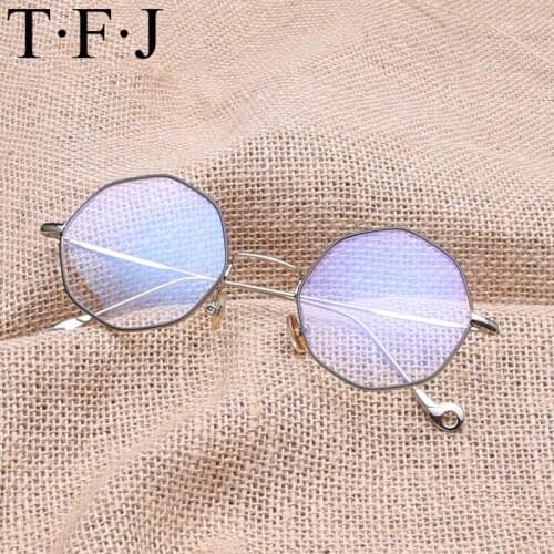 TFJ Pro Fashion Titanium Aviation Gold Clear Lens Glasses Frame Women Retro Eye glasses Frames for Men Eyeglasses