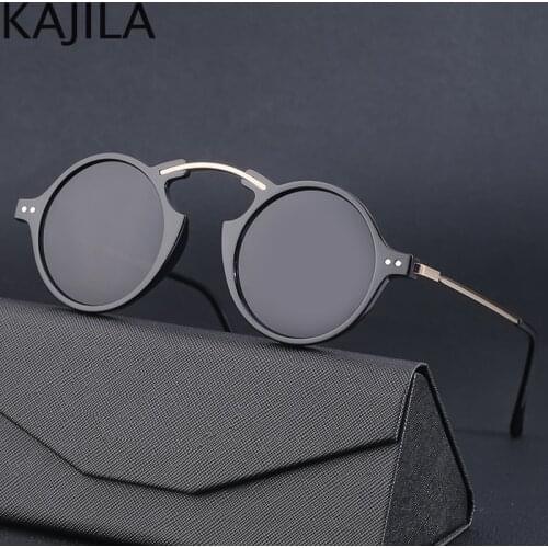 Retro Round Steampunk Sunglasses Women 2021 Luxury Brand Punk Sun Glasses For Men With A Case Small Frame Vintage Eyewear