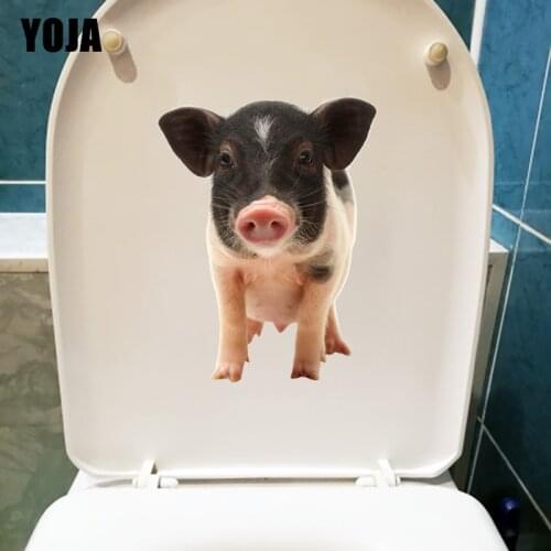 YOJA 19.1×24.5CM Cute Pot-Bellied Baby Pig Funny Home Decoration Decals Wall Toilet WC Stickers T1-3199