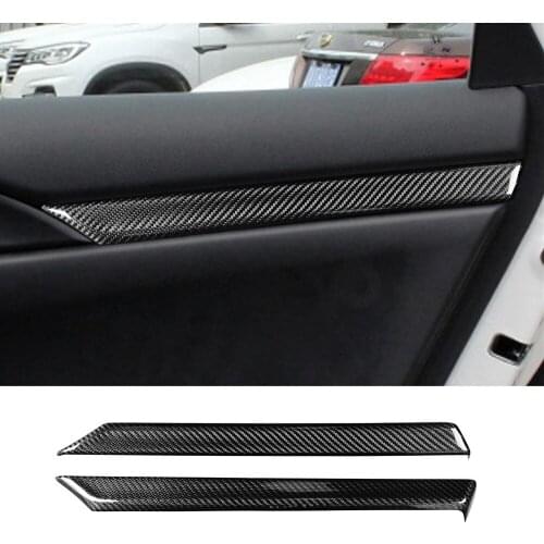 Fit for Honda Civic 10th 2016-2021 Real Carbon Fiber Rear Door Panel Cover Decoraton Trim Interior Car Assessoires