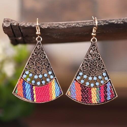 Womens Ethnic sector Earrings 2020 Boho Jewelry Retro Handmade Embroidery Vacation Earrings Orecchini