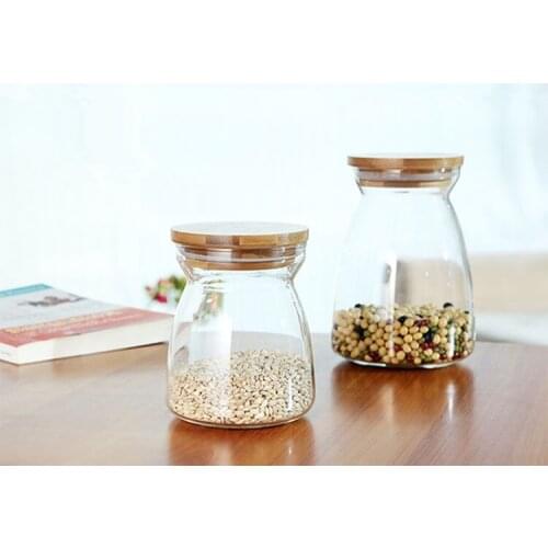 1PC 700ml 1100ml Borosilicate Glass Storage Box Tea Food Canister Kitchen Containers Jars Box Coffee Storage Tank JM 003
